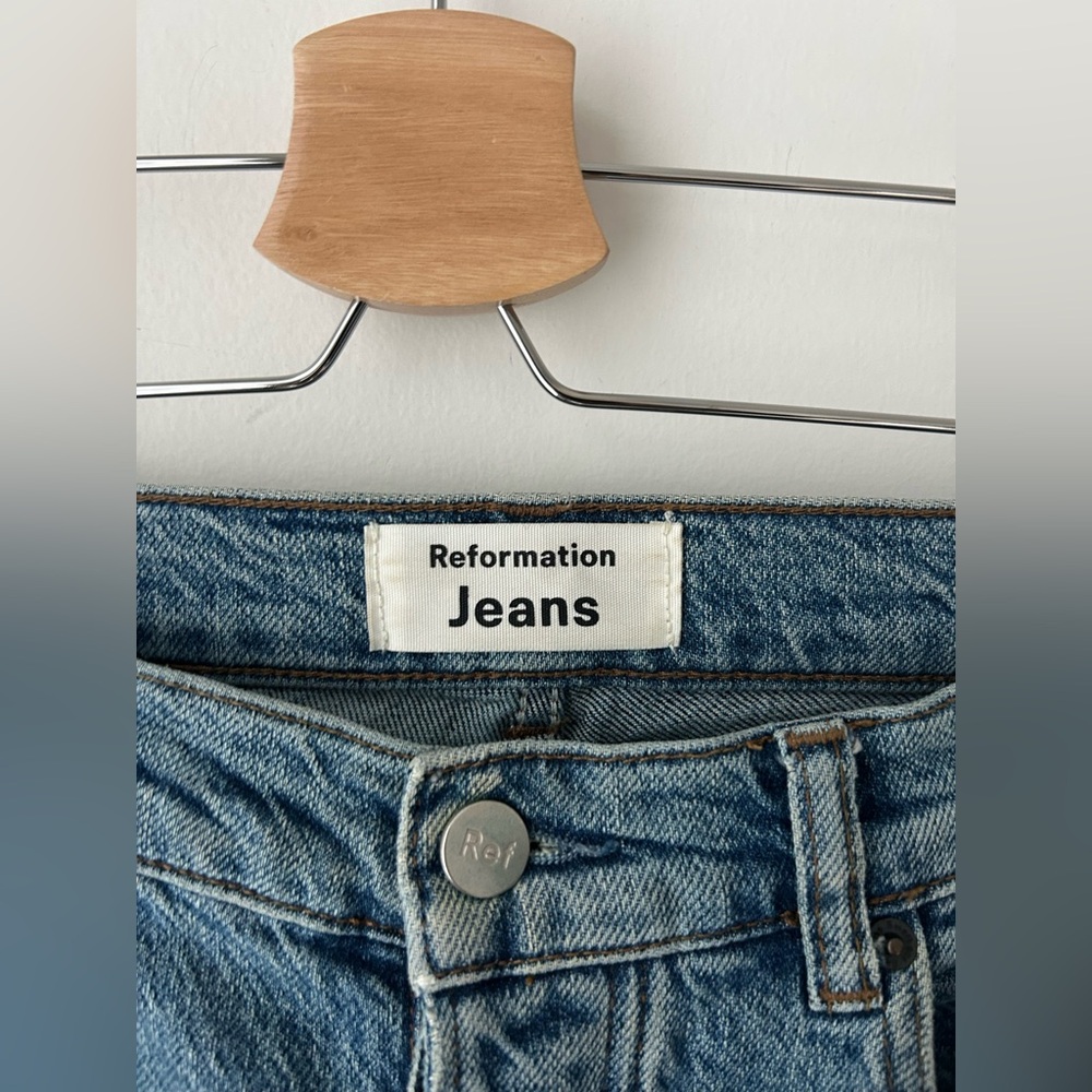 reformation jeans maya Blue high rise skinny button - Picture 4 of 11
